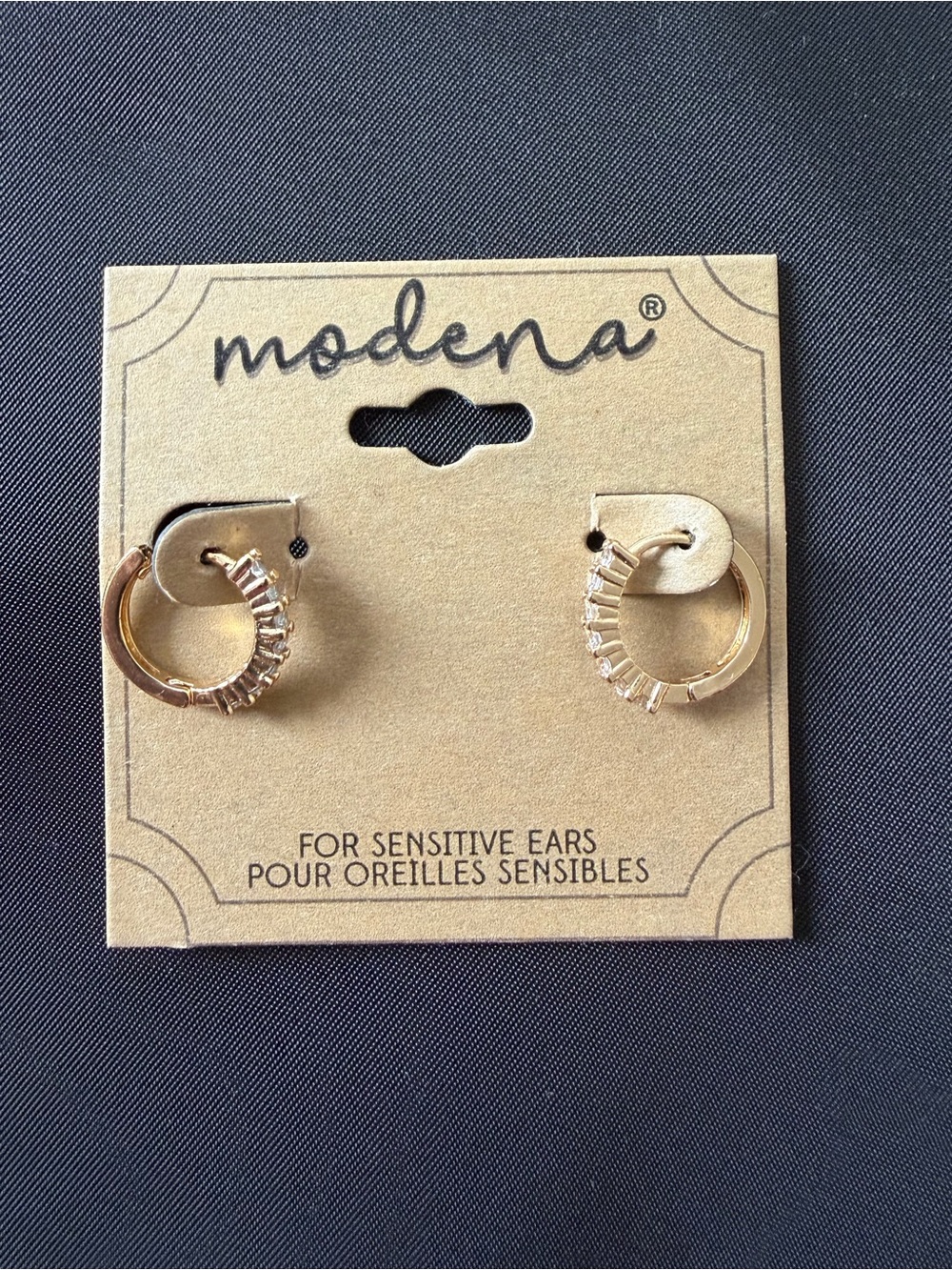 Modena Gold Crystal Accent Hoop Earrings - Hypoallergenic